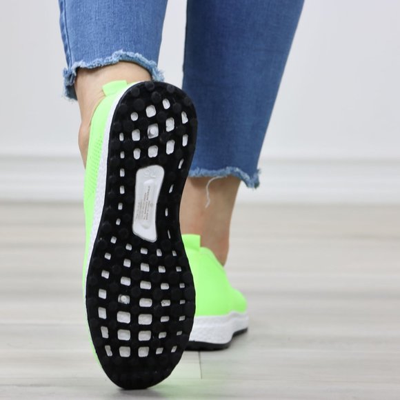 Neon Green Fashion Comfort Heel Sock Sneakers Shoes Slip Ons - Picture 8 of 11